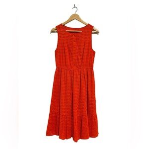 Coral Strapless Eyelet Patterned Dress